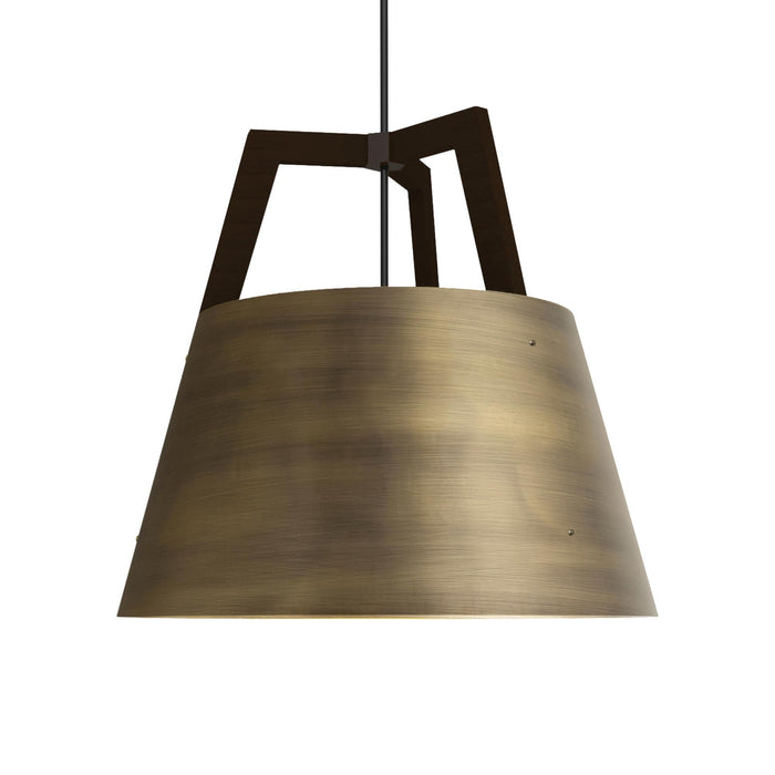 Imber Pendant Light in Distressed Brass/Dark Stained Walnut (Large).