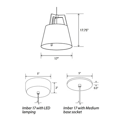 Imber Pendant Light - line drawing.