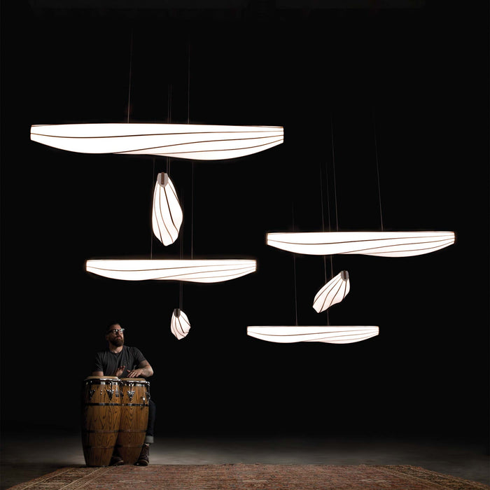 Lenis LED Linear Pendant Light in exhibition.