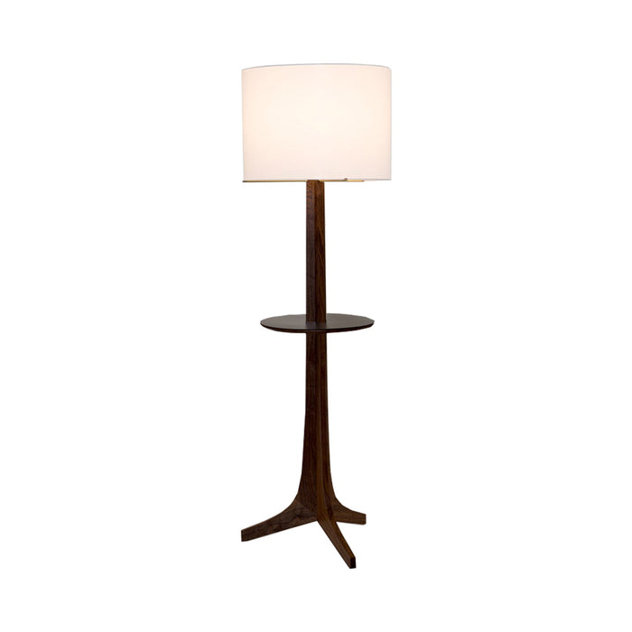 Nauta LED Floor Lamp in White Linen (Matching Wood Shelf with Black HPL Top Surface).