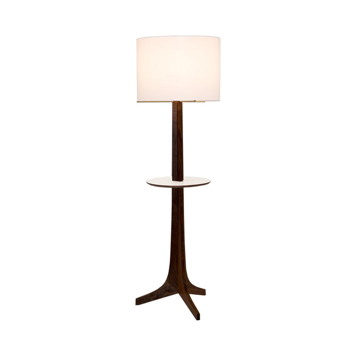Nauta LED Floor Lamp in White Linen (Matching Wood Shelf with White HPL Top Surface).