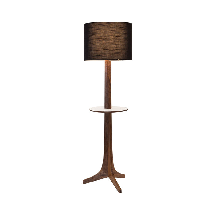 Nauta LED Floor Lamp in Black Amaretto (Matching Wood Shelf with White HPL Top Surface).