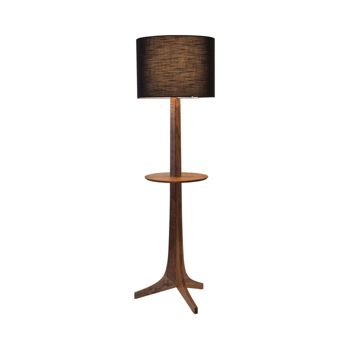 Nauta LED Floor Lamp in Black Amaretto (Matching Wood Shelf with Exposed Top Surface).