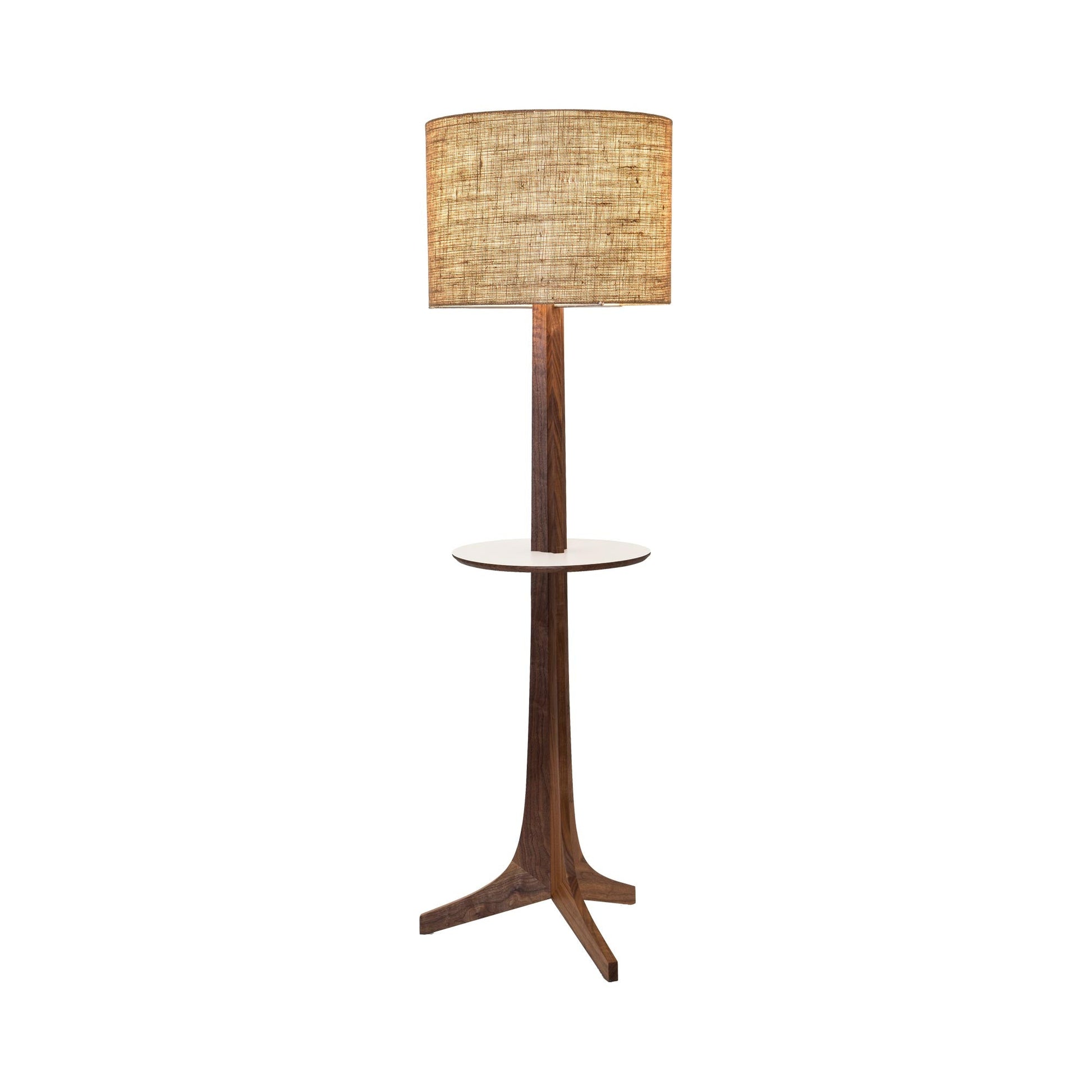 Nauta LED Floor Lamp in Burlap (Matching Wood Shelf with White HPL Top Surface).
