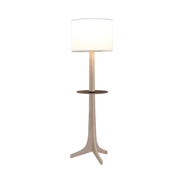 Nauta LED Floor Lamp in White Linen (Matching Wood Shelf with Black HPL Top Surface).