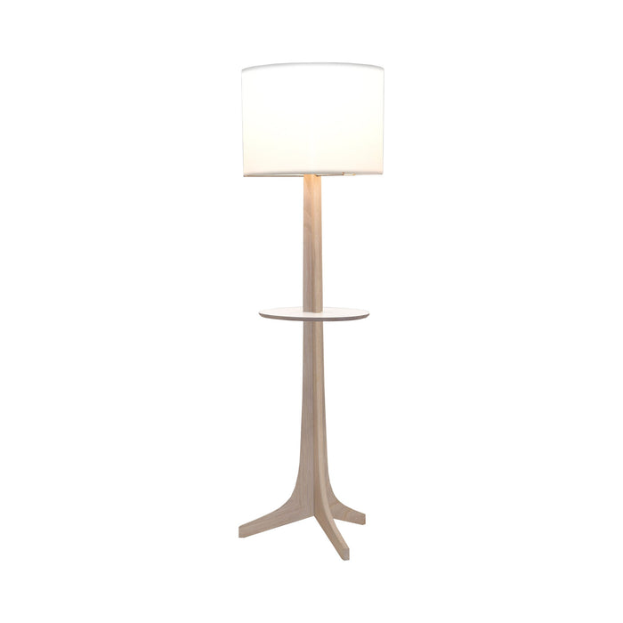 Nauta LED Floor Lamp in White Linen (Matching Wood Shelf with White HPL Top Surface).