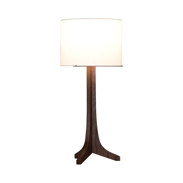Nauta LED Table Lamp in Dark Stained Walnut/White Linen.