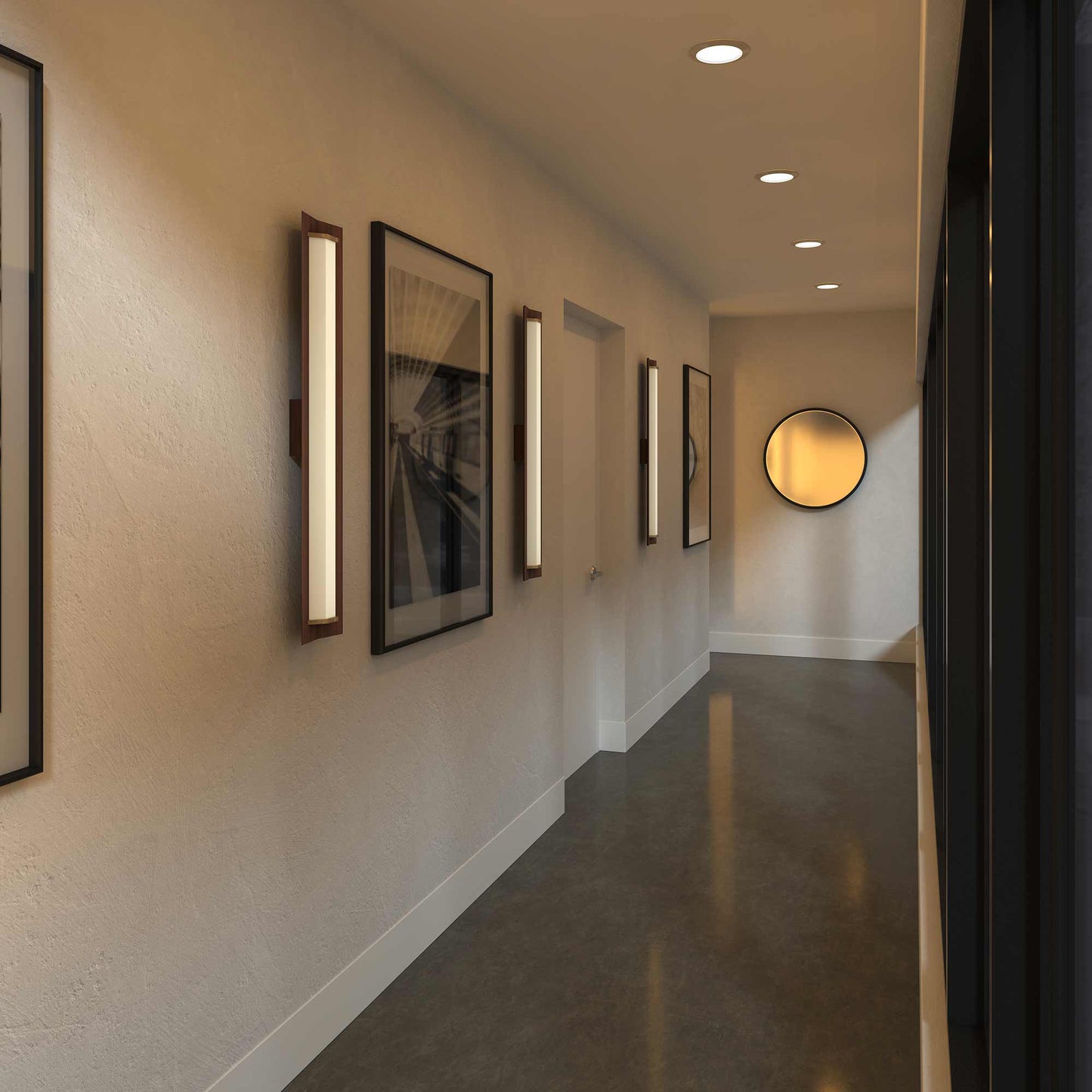 Penna LED Wall Light in hallway.