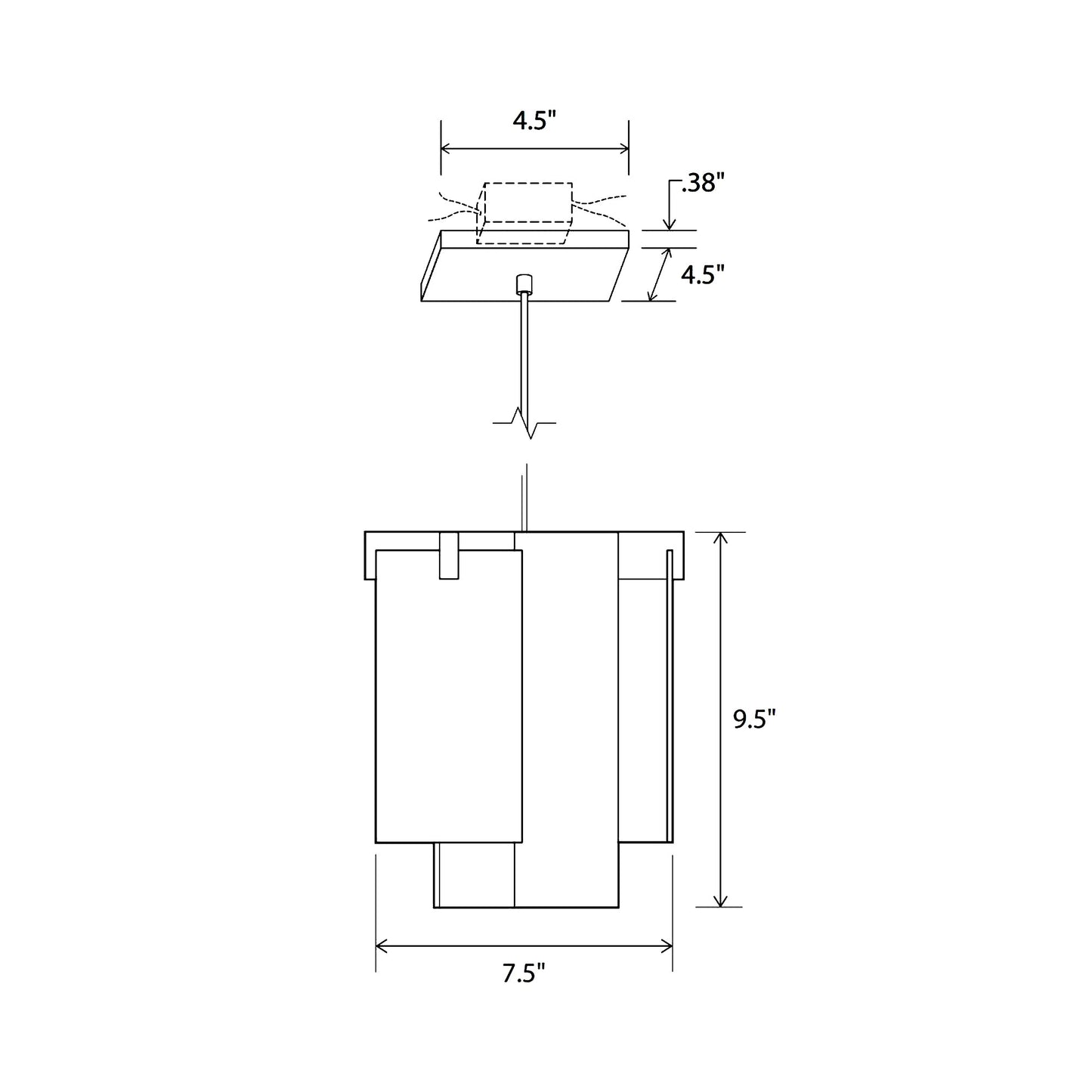 Salix LED Pendant Light - line drawing.