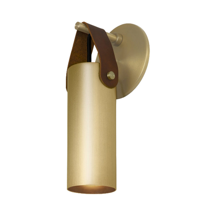 Spero Wall Light in Brass/Brown Leather.