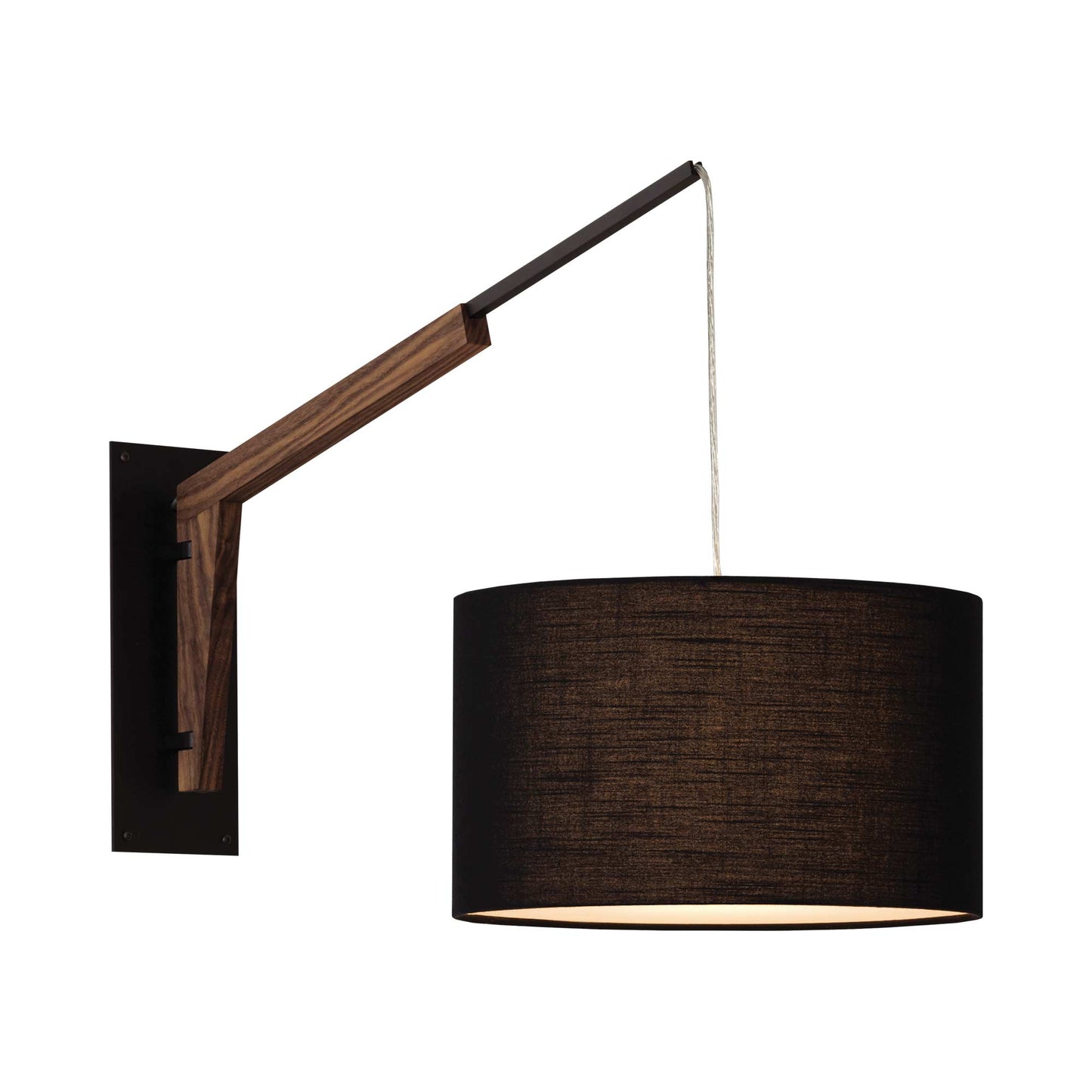 Talea Wall Light in Textured Black Powdercoat/Walnut/Black Amaretto.