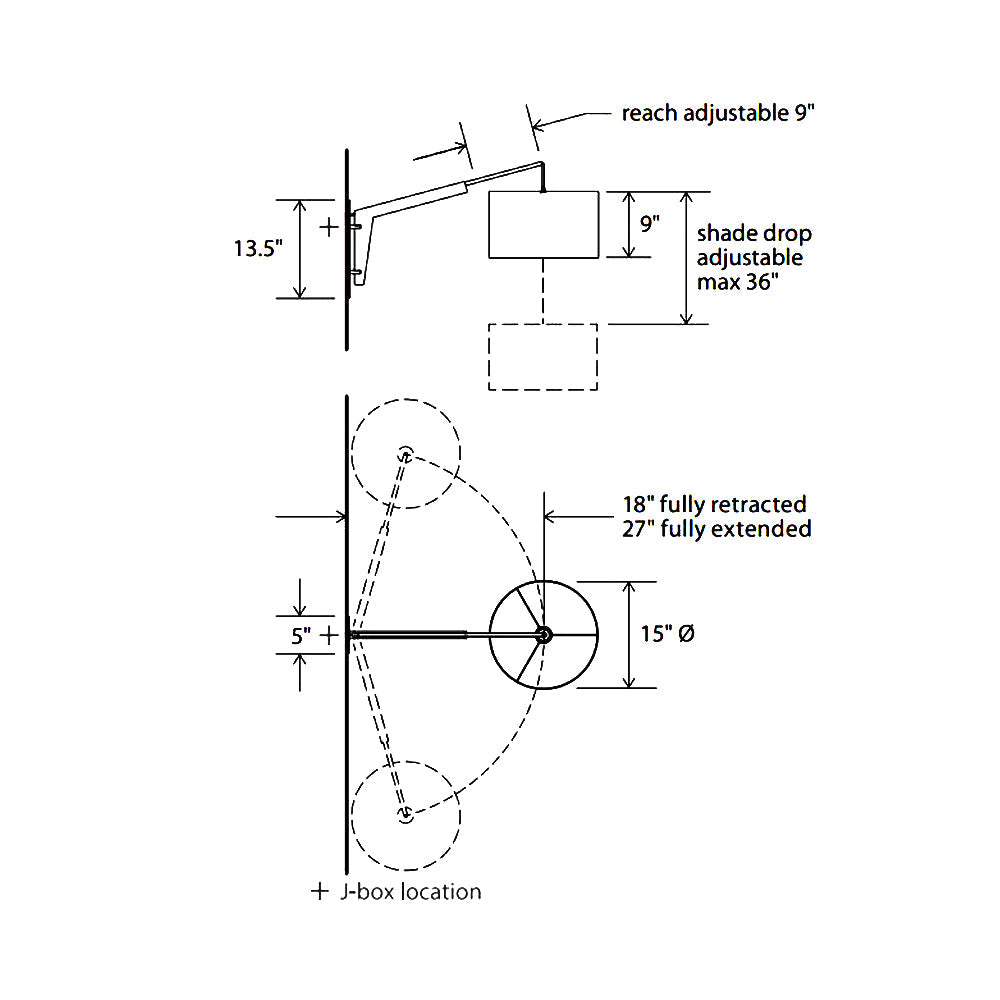 Talea Wall Light - line drawing.