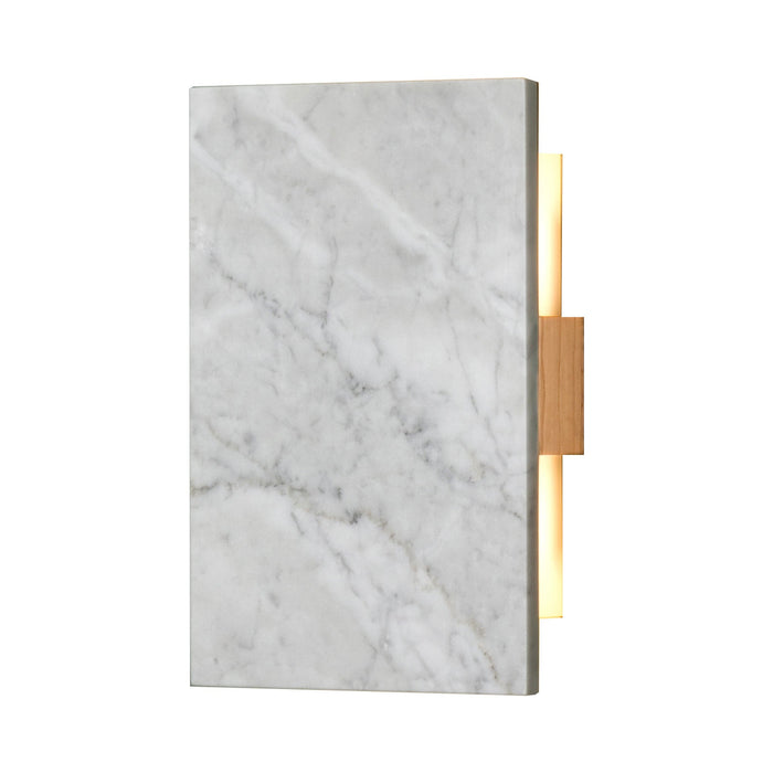 Tersus LED Wall Light in Maple/Carrara Marble.