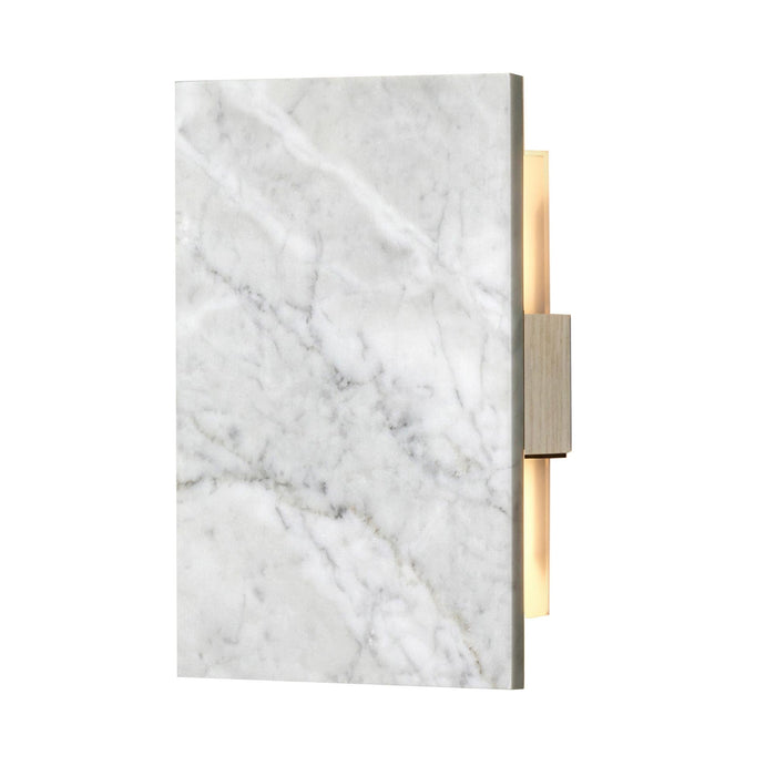 Tersus LED Wall Light in White Washed Oak/Carrara Marble.