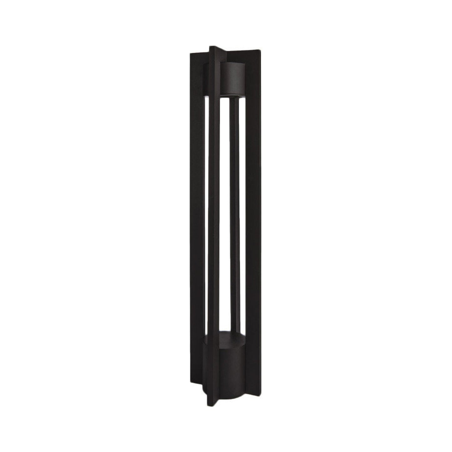 Chamber LED Bollard in Black/Aluminum.