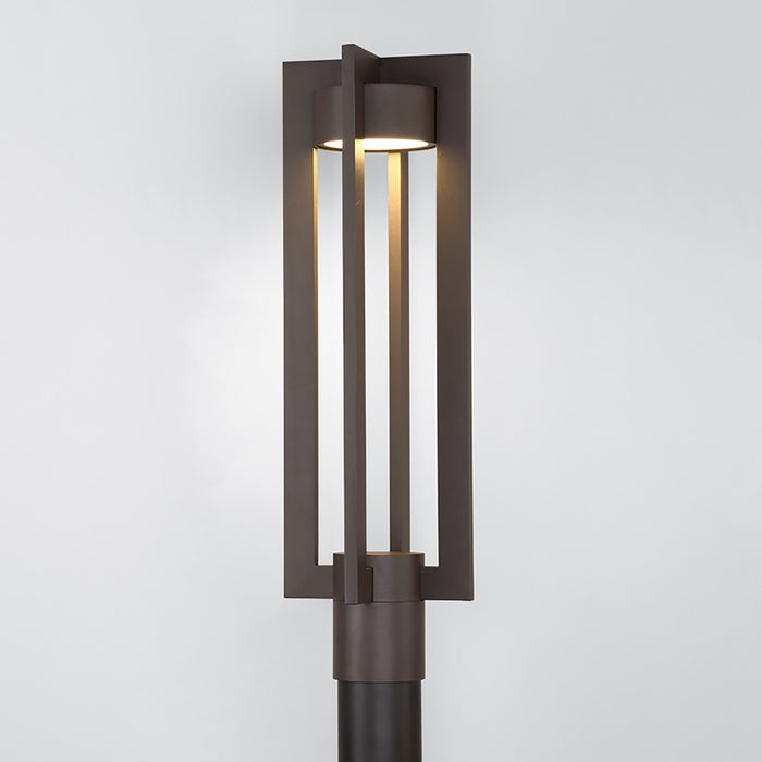 Chamber Outdoor LED Post Light in Bronze.