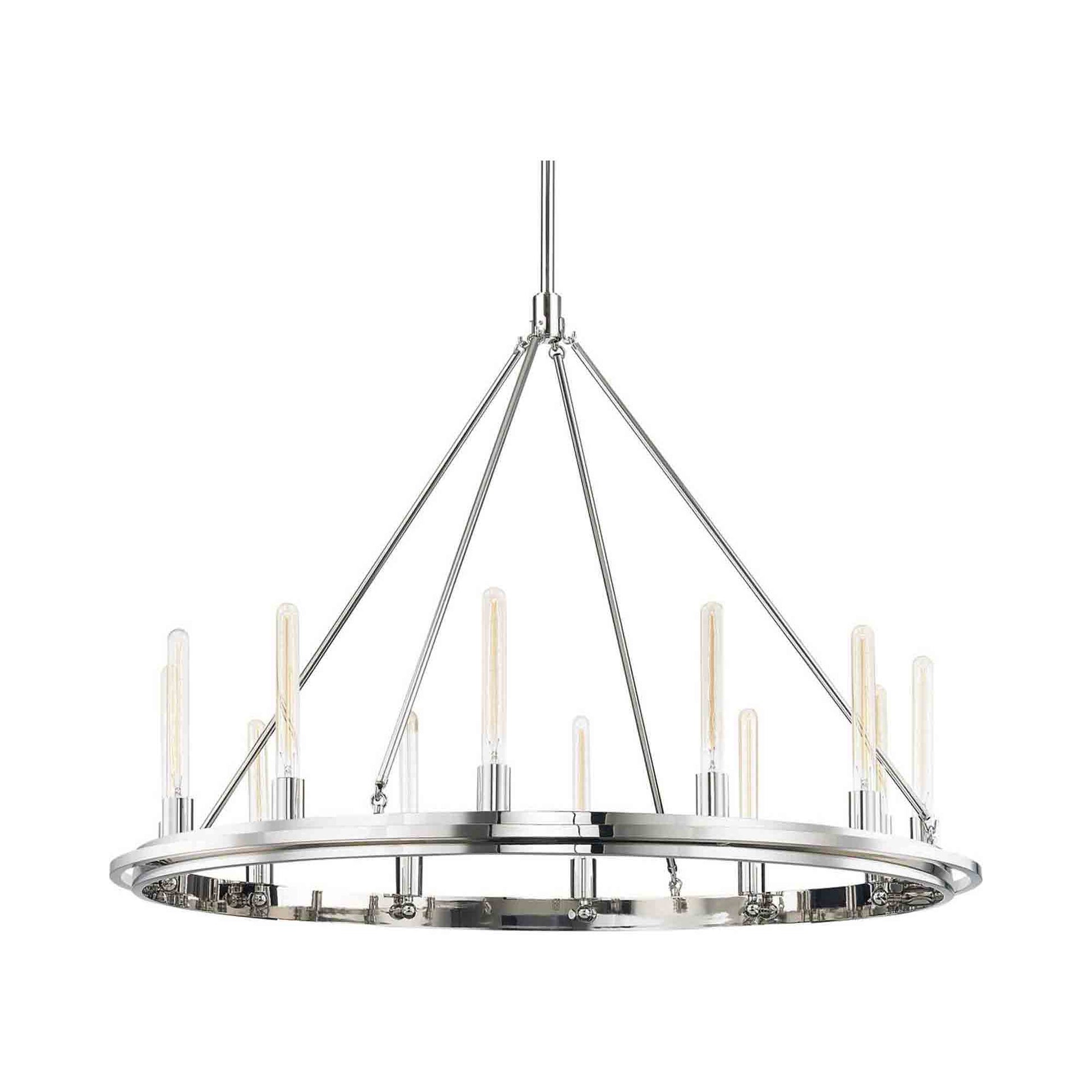 Chambers Chandeliers in 12-Light/Polished Nickel.