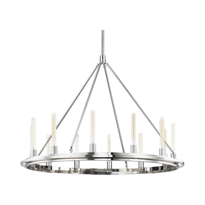 Chambers Chandeliers in 12-Light/Polished Nickel.