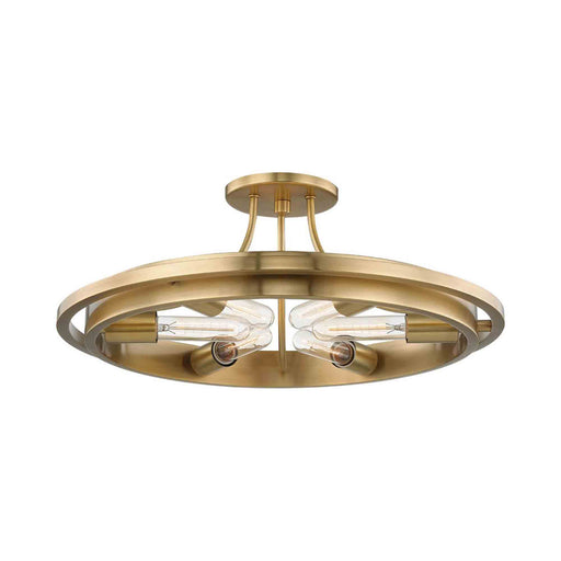 Chambers Semi Flush Mount Ceiling Light in Aged Brass.