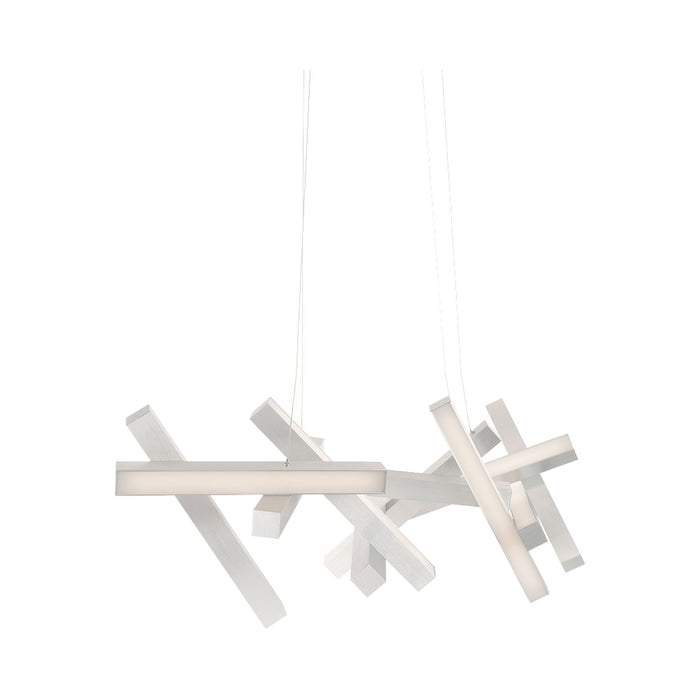 Chaos Linear LED Chandelier in Small/Brushed Aluminum.