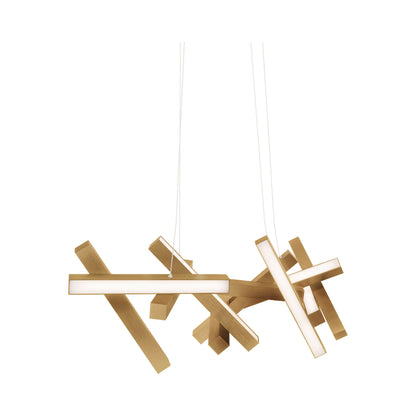 Chaos Linear LED Chandelier in Small/Aged Brass.