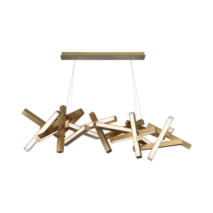 Chaos Linear LED Chandelier in Large/Aged Brass.