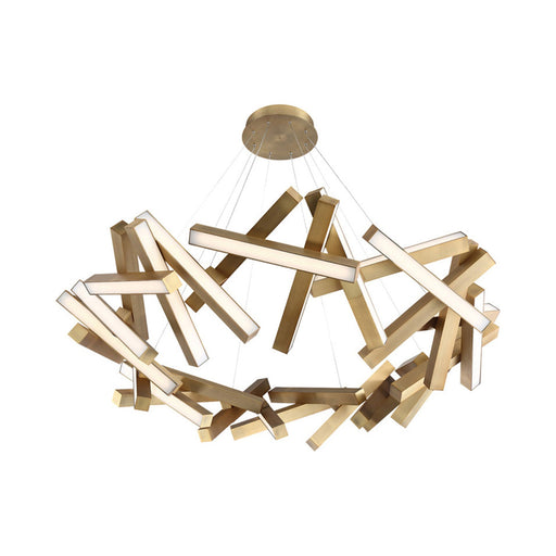Chaos Round LED Chandelier in Brass.