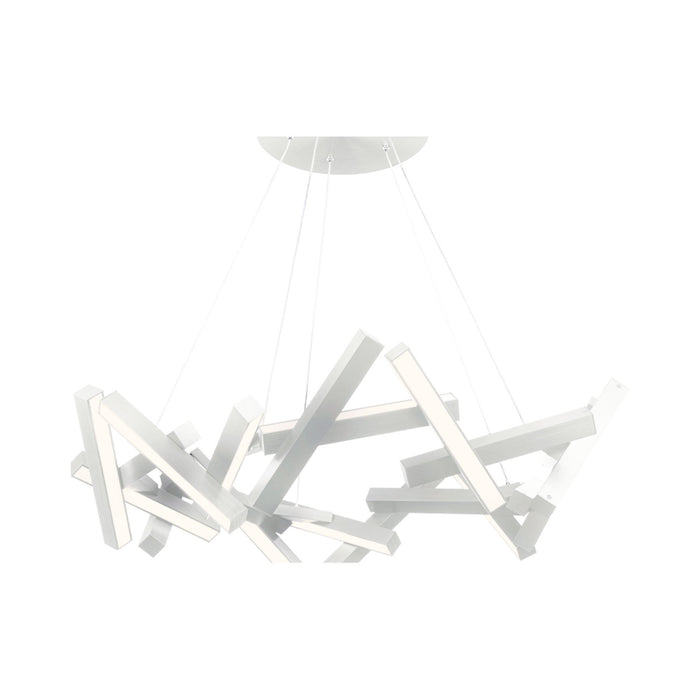 Chaos Round LED Chandelier in 15-Light/Brushed Aluminum.