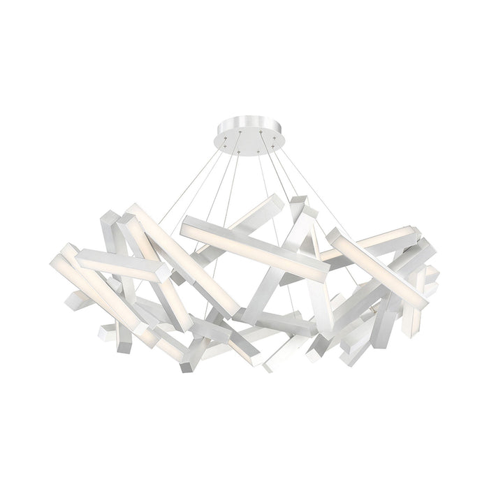 Chaos Round LED Chandelier in 32-Light/Brushed Aluminum.