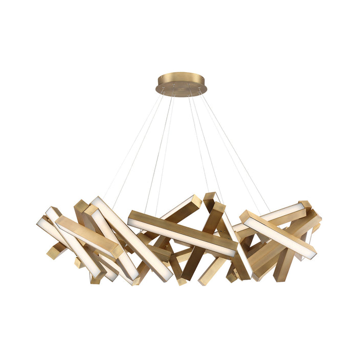 Chaos Round LED Chandelier in 32-Light/Aged Brass.