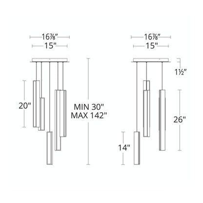 Chaos LED Chandelier - line drawing.