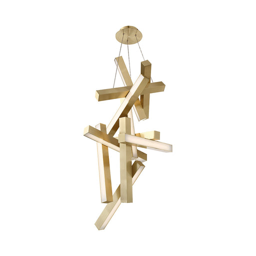 Chaos Vertical LED Chandelier in Brass.