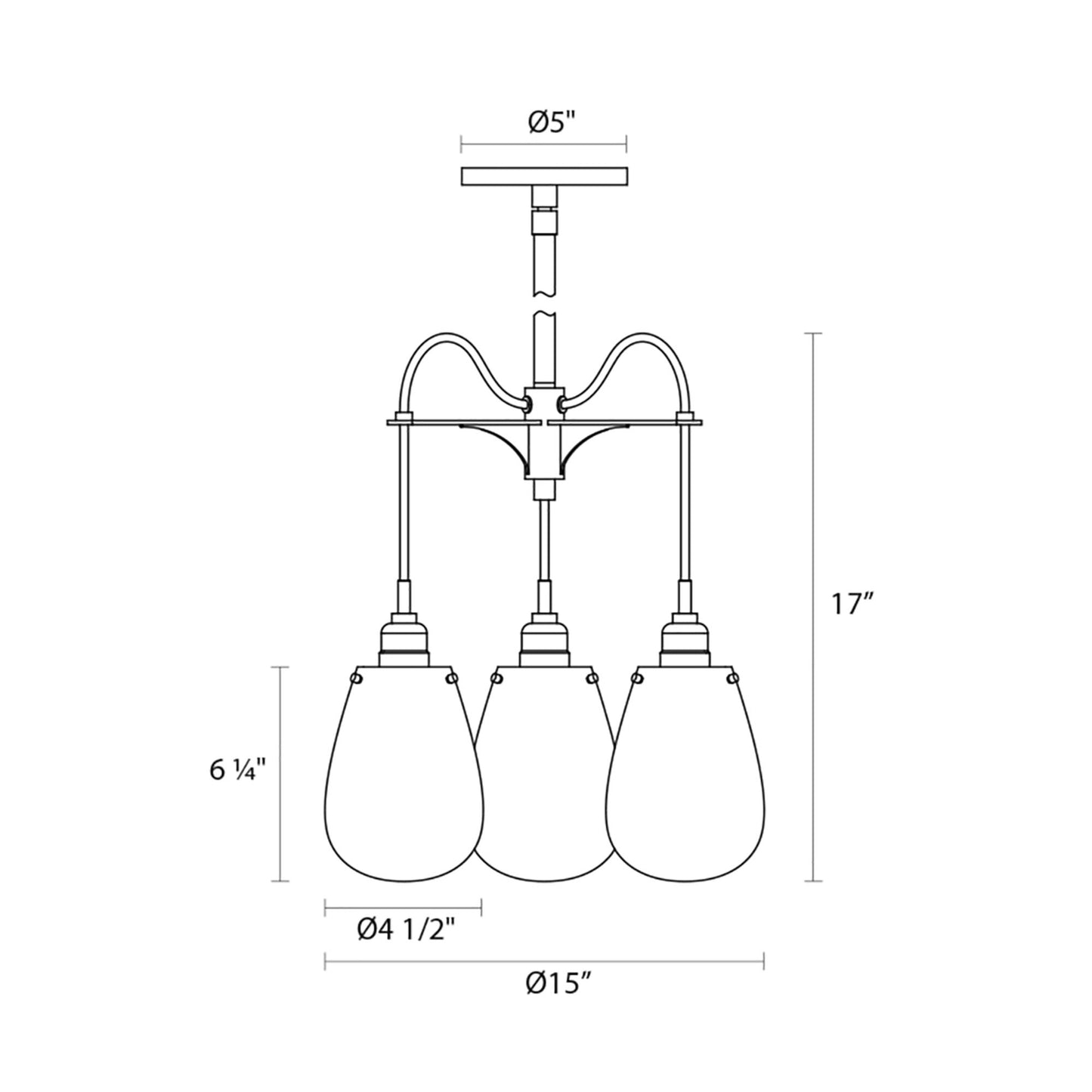 Chelsea Multi Light Pendant Light - line drawing.