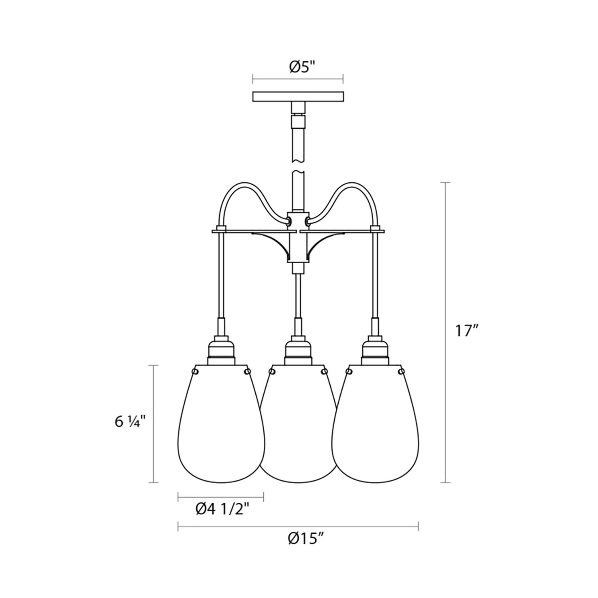 Chelsea Multi Light Pendant Light - line drawing.