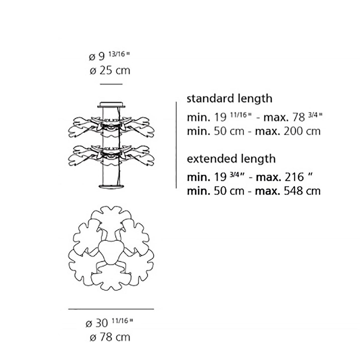 Chlorophilia LED Suspension Light - line drawing.