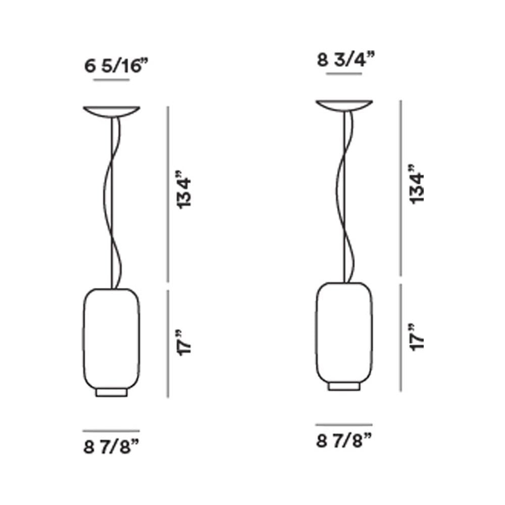 Chouchin 2 LED Pendant Light - line drawing.