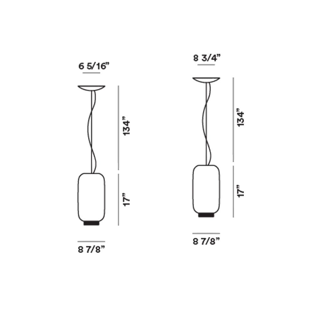 Chouchin Reverse 2 LED Pendant Light - line drawing.