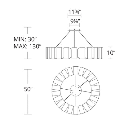 Chronos LED Pendant Light - line drawing.