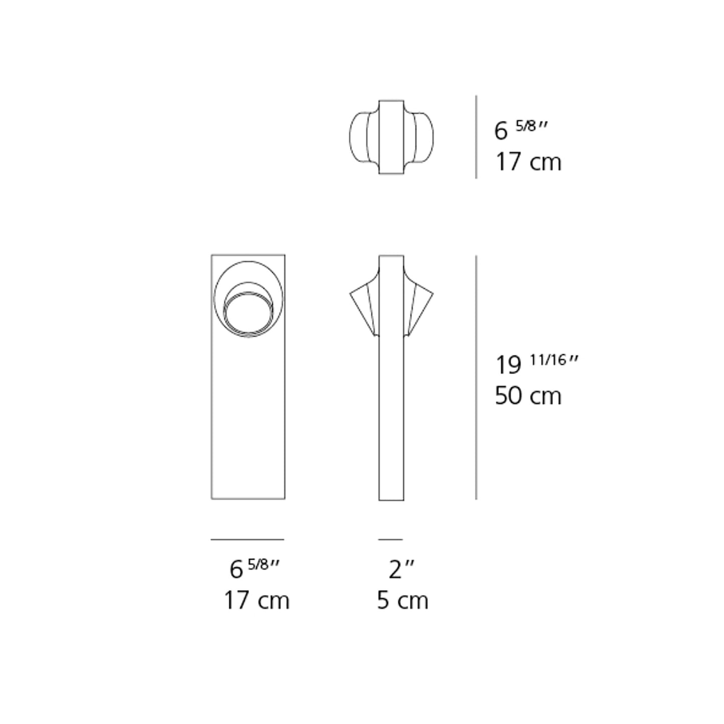 Ciclope Outdoor LED Path Light - line drawing.