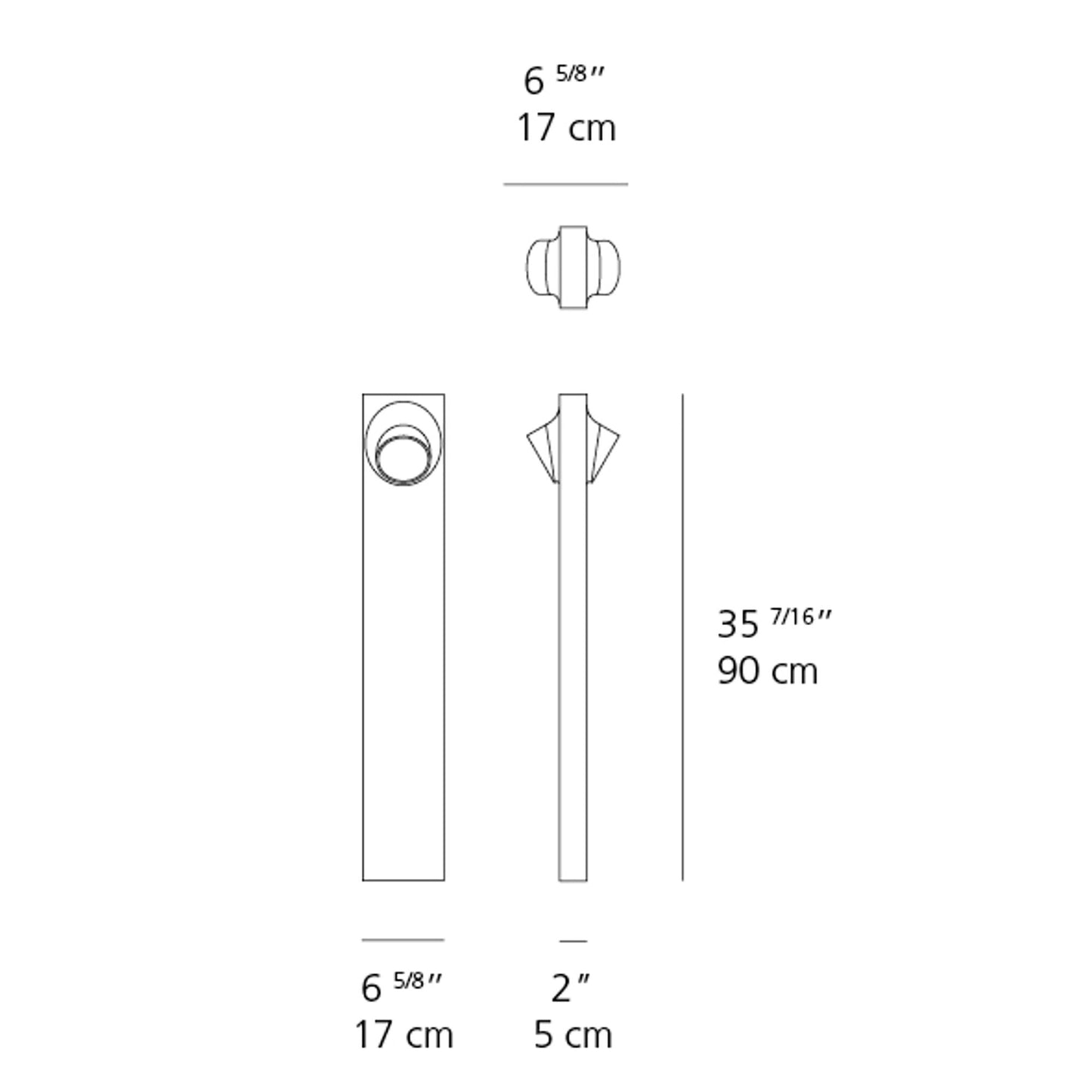 Ciclope Outdoor LED Path Light - line drawing.