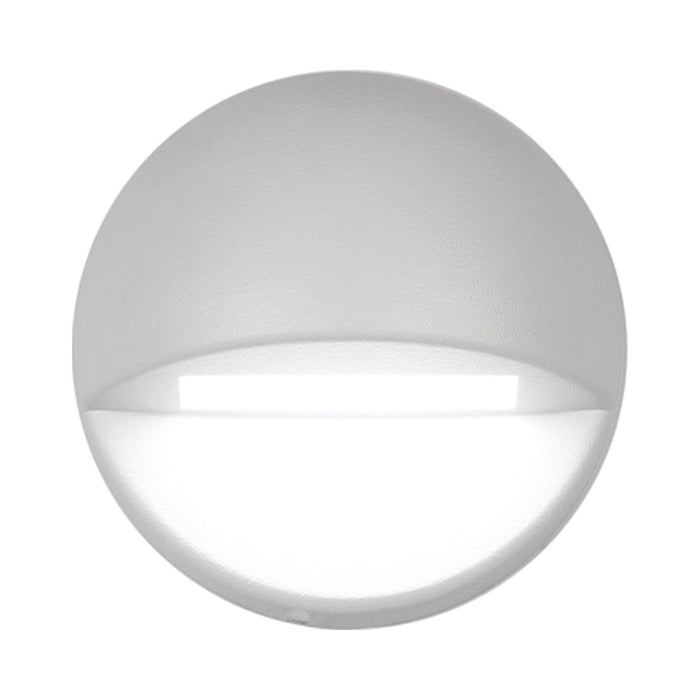 Circle LED Deck and Patio Light in White on Aluminum.