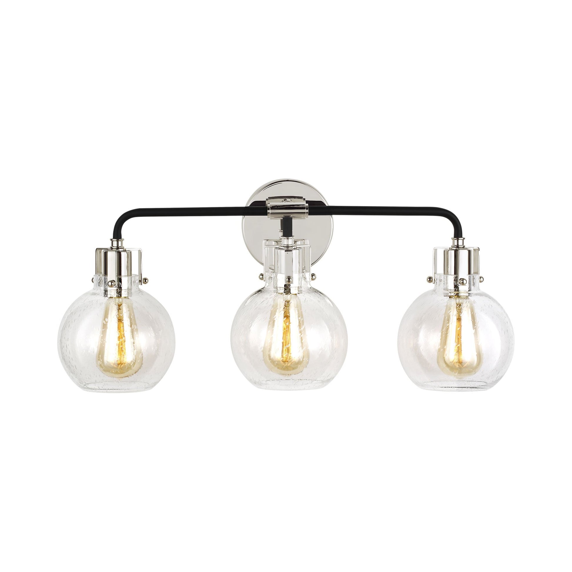 Clara Bath Vanity Light in 3-Light/Polished Nickel/Textured Black.