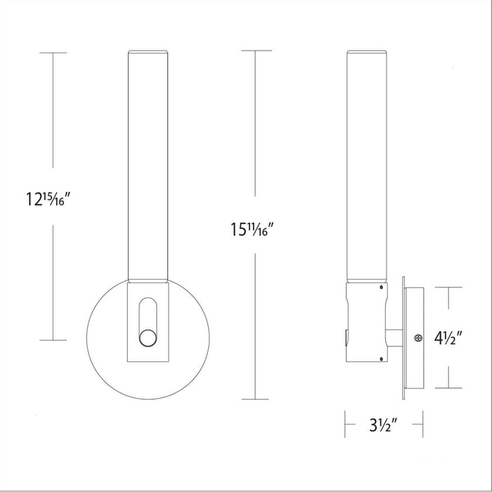 Clare LED Bath Wall Light - line drawing.