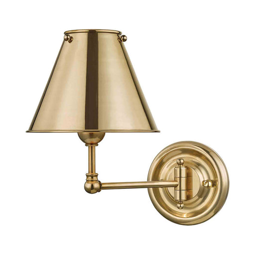 Classic No.1 Swing Arm Wall Light in Aged Brass.