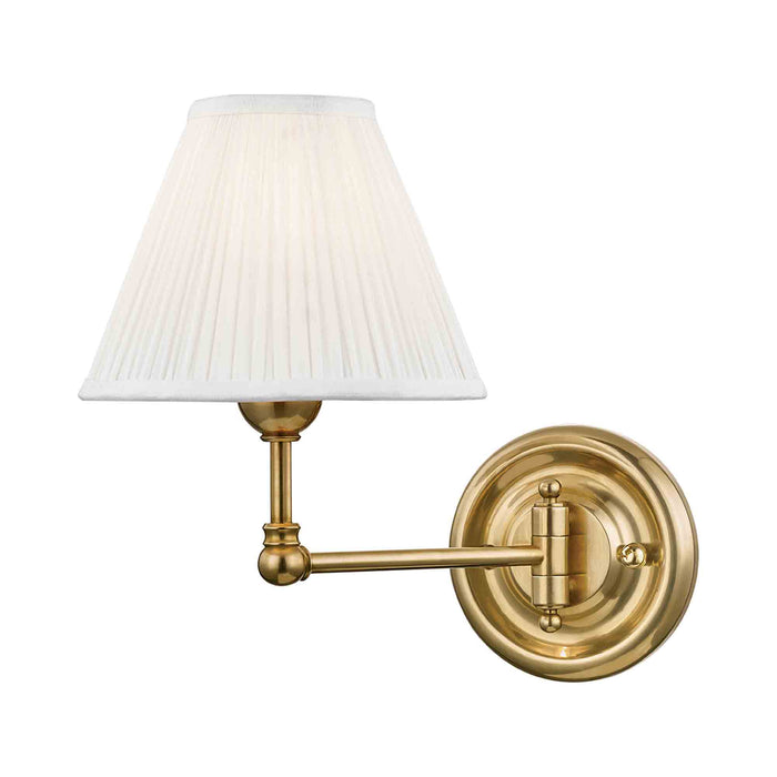 Classic No.1 Swing Arm Wall Light in Aged Brass/Silk.