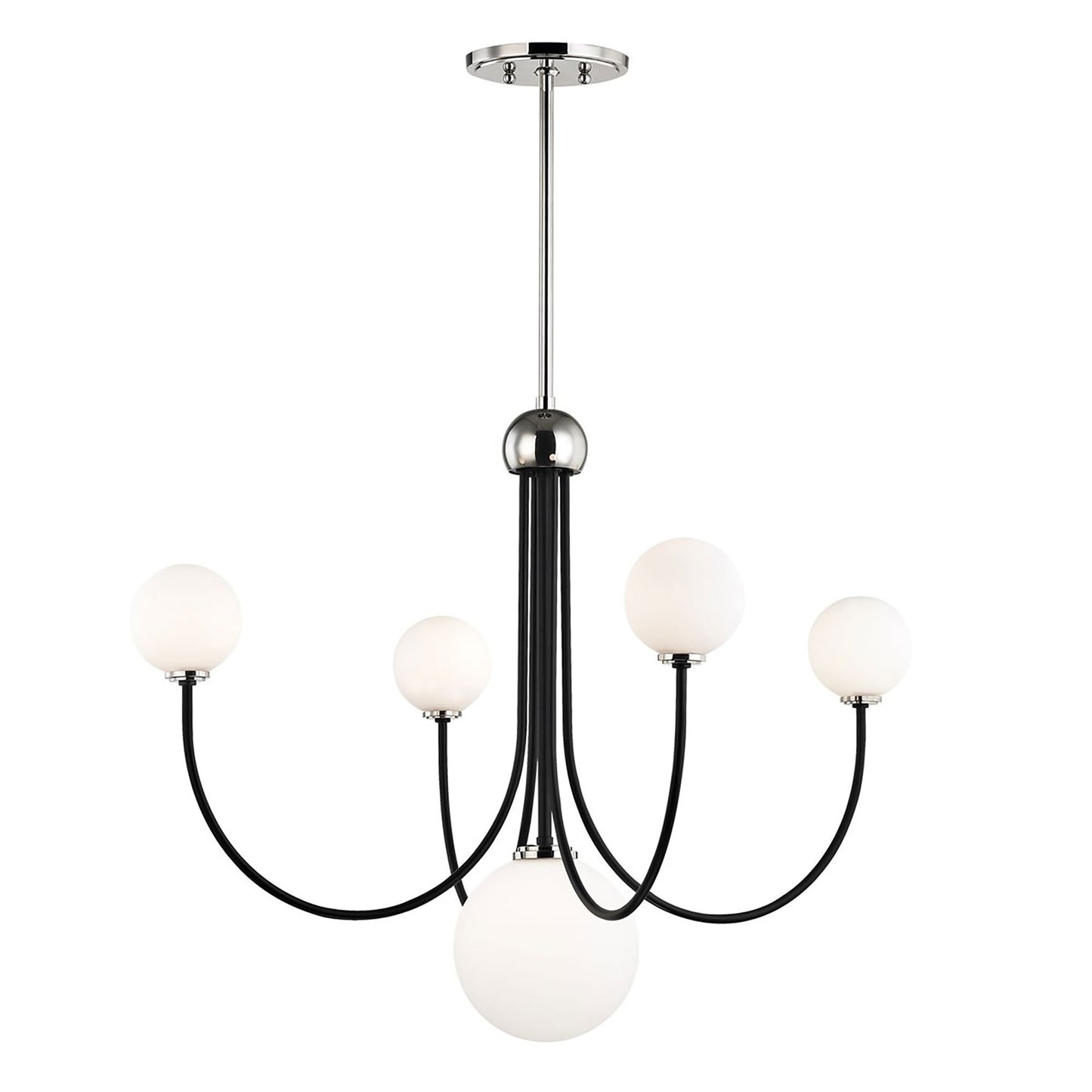 Coco Chandelier in Polished Nickel / Black (5-Light).