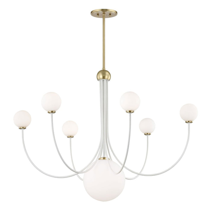 Coco Chandelier in Aged Brass / Soft Off White (7-Light).
