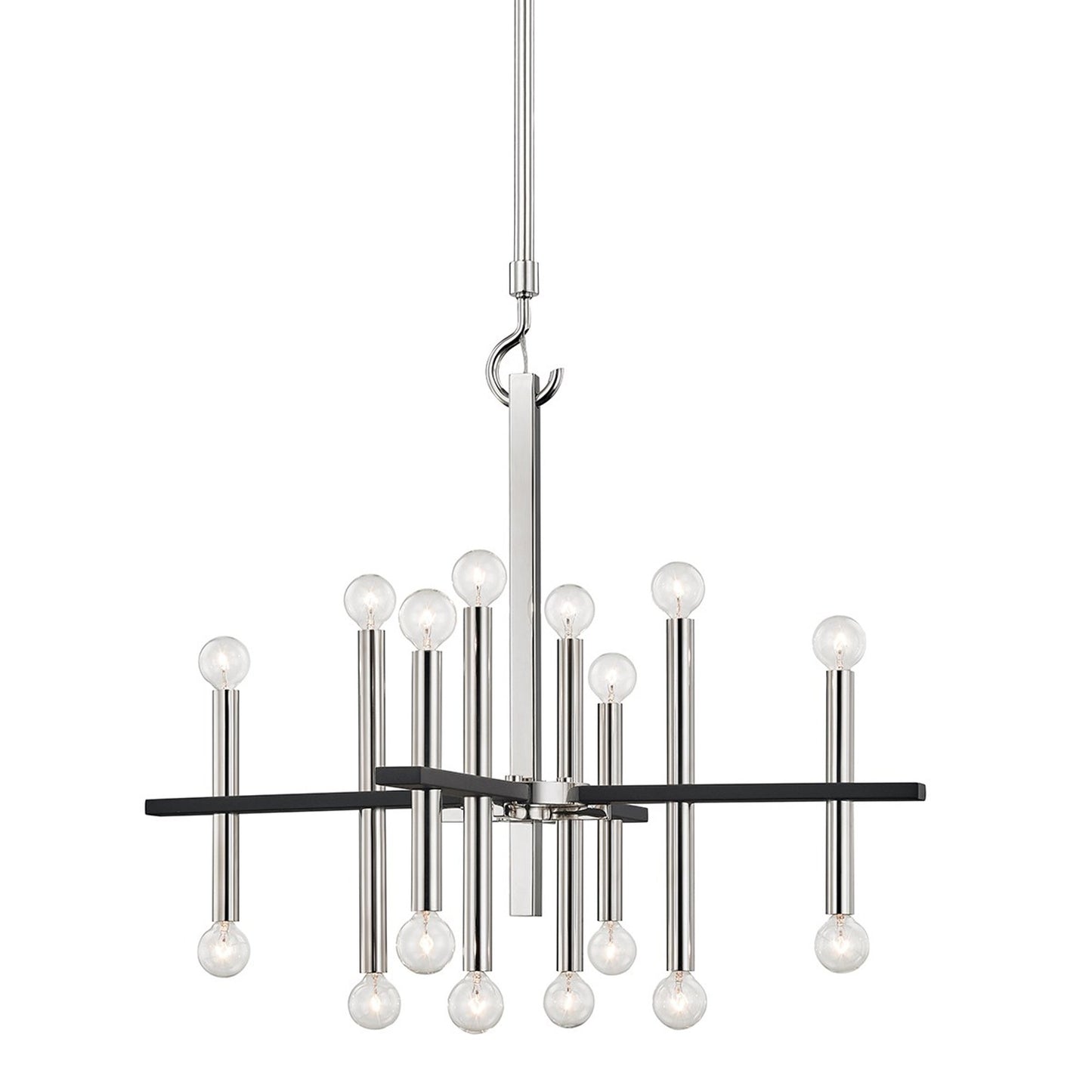 Colette Chandelier in Polished Nickel / Black (16-Light).