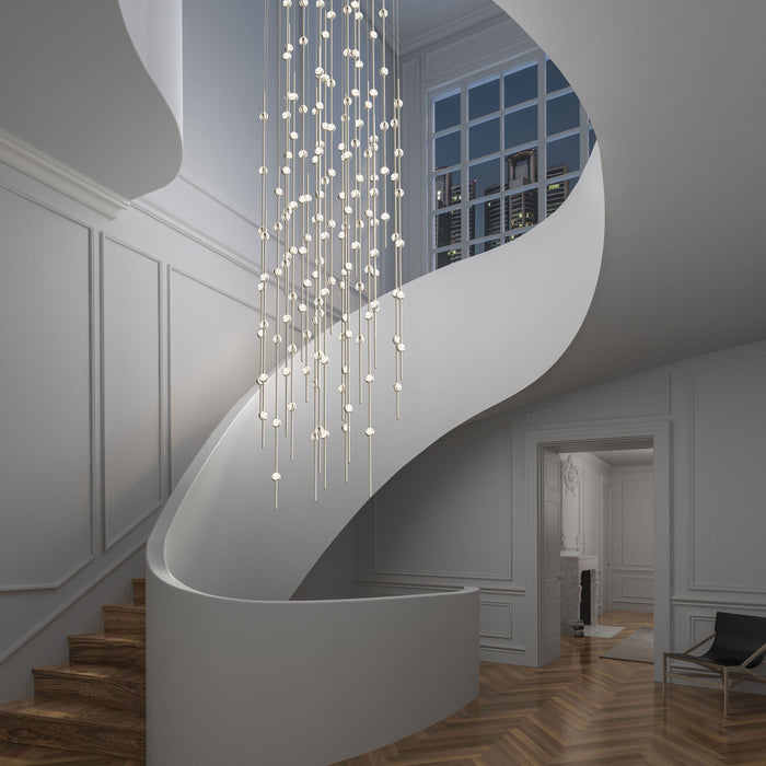 Constellation® Andromeda Square LED Pendant Light in stairs.