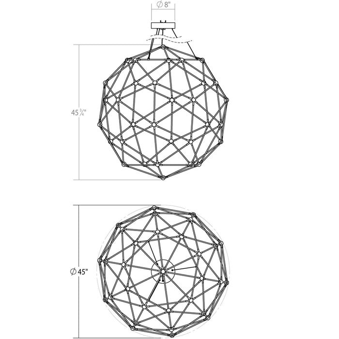 Constellation® Hedron LED Pendant Light - line drawing.